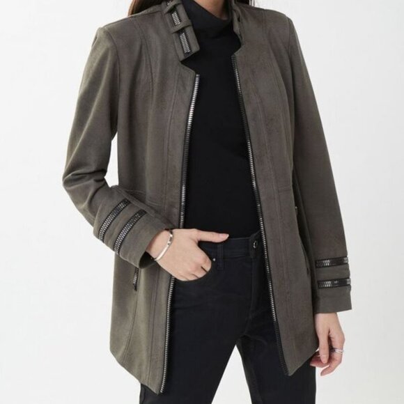 Joseph Ribkoff Avocado Faux Suede Jacket (Retails for $220) - Size XS - Picture 1 of 2